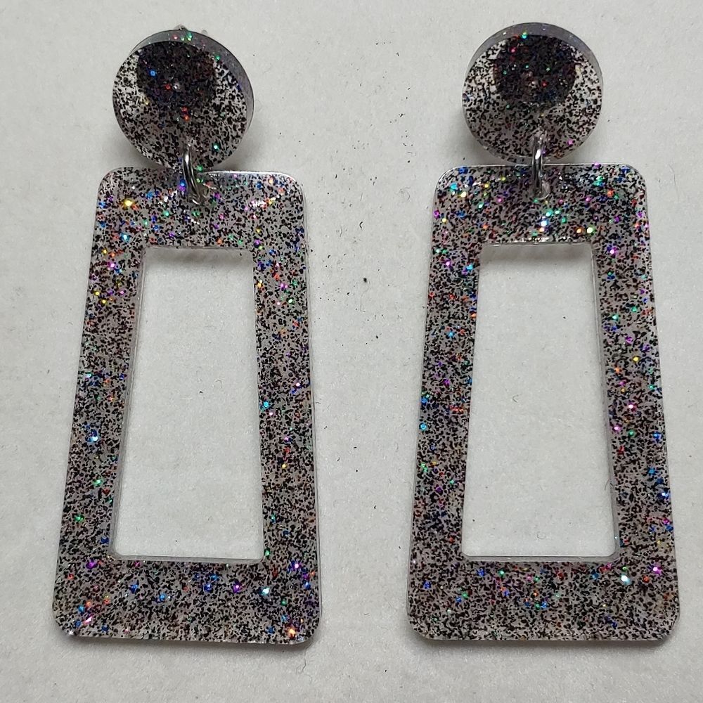 Earrings Multi. Color Glitter Studs - Picture 4 of 4